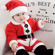 (Red, 6-9M) Festlicher Weihnachts-Baby-Strampler mit rotem Samtbesatz – süßer warmer Krabbelanzug für Kinder, perfekt für draußen