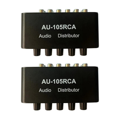 2X AU-105RCA Audio Distributor Stereo Audio Mixer 1 Input 5 Output Multi-Channel Audio Distributor