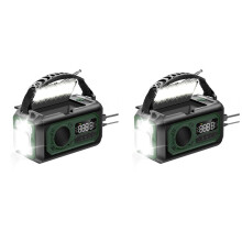 2X 12000MAh NöDväDerradio Handvev Radio Solar Radio BäRbar AM/FM/NOAA Radio med Ficklampa LäSlampa-B