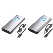 2X NVMe-Behuizing SSD M.2-Adapter, M.2-Behuizing SSD NVMe Naar USB C 3.2 Gen 2 10Gbps NVMe-Adapter voor 2242 2280 SSD