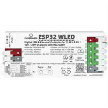 DOMRAEM ESP32 WLED Digital LED Controller: Four-Channel WLED Music Rhythm Controller PD/ Dual Power Supply 16A B