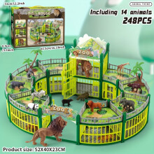 (248PCS-Green) Zoo-Spielhaus, Spielzeug, Schlossvilla, Dinosaurier-Villa, Tierbauernhof, Geschenk, 134 Stück und 248 Stück, jede Wahl, bestes