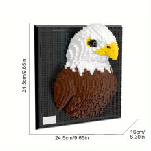 (669-39) 2100 Stück DIY 3D-Wandkunst aus Ziegelsteinen – Tigerkopf mit chinesischem Drachendesign, ABS-Material, kein Strom erforderlich,