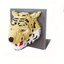 (668-78) 2100 Stück DIY 3D-Wandkunst aus Ziegelsteinen – Tigerkopf mit chinesischem Drachendesign, ABS-Material, kein Strom erforderlich,