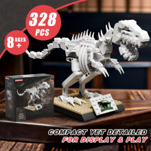 (Rex Bone) 300 Stück Museums-Dinosaurier-Serienbausteine, Triceratops/Stegosaurier/Tyrannosaurus-Rex-Fossilien, DIY-zusammengebaute kleine