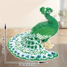 (Green) 4420 Stück Pfau-Bausteine, Modelltier, kreative Dekoration und Raumdekoration,