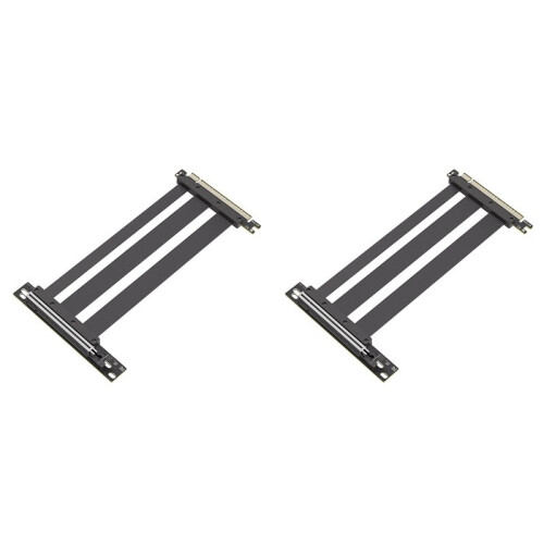 2X PCI-E 5.0 X16 Riser Cable Video Card Extension Shielded Flexible 90 Mounting GPU Extension Cord Black