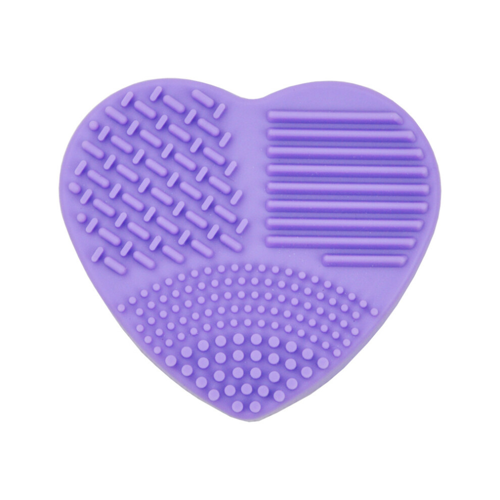 Vaguelly Purple Heart Shaped Silica Gel Brush Cleaner Box Dry Wet Dual Use