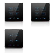 3X Home Theater Wall Amplifier Touch Screen Music Panel Background Audio System Support USB TF Card(Black)