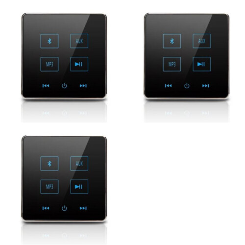 3X Home Theater  Wall Amplifier Touch Screen Music Panel Background Audio System Support USB TF Card(Black)