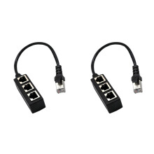 2X RJ45 Ethernet Splitter Cable 1 Male to 3 Female LAN Ethernet Splitter Adapter for Cat5 Cat5e Cat6 Cat7