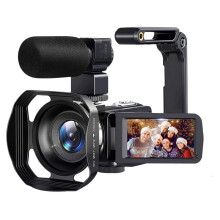 Caméra Vidéo 8K 64 MP, Écran Tactile LCD 3 Pouces, pour Zoom 18x, Wi-Fi, Microphone, Pare-Soleil et Stabilisateur Manuel