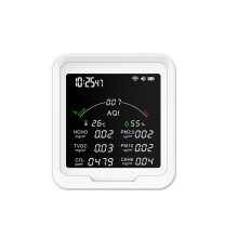 TUYA WIFI Multi-Function Air Quality Monitor Thermohygrometer Clock Alarm Gas Detector PM2.5 PM10 HCHO C6H6 CO2 Sensor