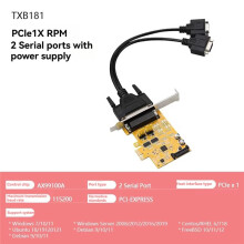 PCle1X to 2 Serial Port RS232 Adapter Card AX99100 Chip PCIE Expansion Serial Card Riser Card 9Pin Power Supply