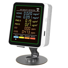MT07CO 6-in-1 Indoor Air Quality Monitor Portable PM2.5 PM10 Tester Household CO CO2 TVOC HCHO Air Quality Monitor White