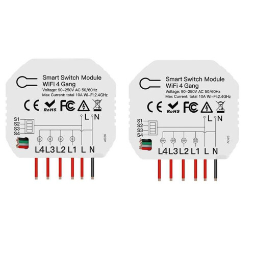 2Pcs 4 Way  WiFi  Module Tuya  Light Control  App Remote Control Dimmer Curtain