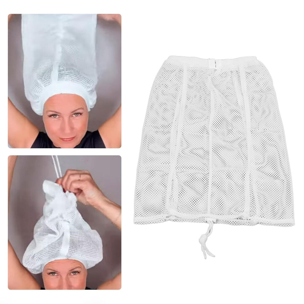 Mesh Net Plopping Cap for Curly Hair, Adjustable Elastic Band