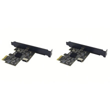 2X PCI-E 1X auf Typ-E + Typ-C-Erweiterungskarte USB3.2 GEN2 10 Gbit/S ASM3142-Chip PCI-E auf USB-C-Adapter für Desktop