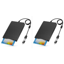 2X Diskettenleser, 3,5 Zoll, Externes USB-Diskettenlaufwerk Typ A&C, Diskettenleser für Laptop