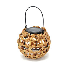LumièRe Solaire en Rotin, Lanterne Solaire ExtéRieure TisséE avec PoignéE, Lampe à Suspension LED éTanche, Terrasse de Pelouse, Cour, Porche