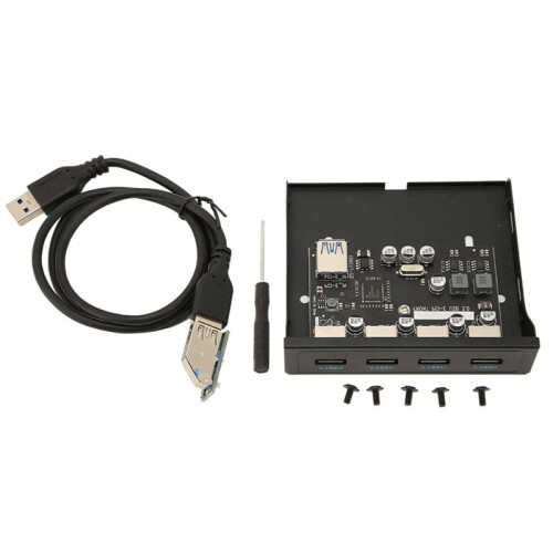 4 Port Front Panel PCIE to USB 3.0 Hub 3.5 Inch PC Front Panel Internal Card Reader for Computer Case Expansion