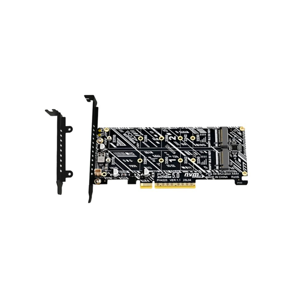 Pciex8 Pcie5.0 Dual Nvme M.2 M-Key Array Expansion Card Pcie Splitter Card For 2230/2242/2260/2280/22110 Ssd 4713140003812