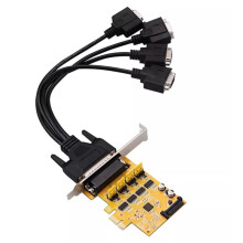 PCle1X to 4 Serial Port RS232 Adapter Card AX99100 Chip PCIE Expansion Serial Card Riser Card 9Pin Power Supply