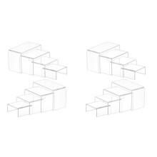 16 Pcs 4 Set Small Acrylic Risers, Thick Clear Acrylic Display Stand, Rectangular Desktop Showcase Collectibles
