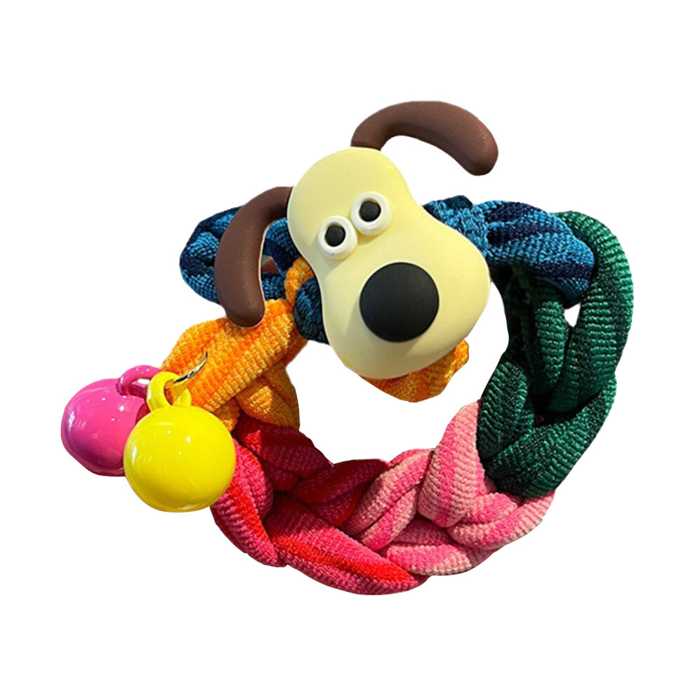 Hue-Grain Dog Charm Braided Hair Ties For Women