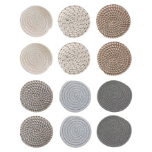 12 Stuks Placemats, Onderzetters, Handgeweven Isolatiekussens, Komkussens, Onderzetters, Bordkussens, Katoenen Linnen Kussentjes