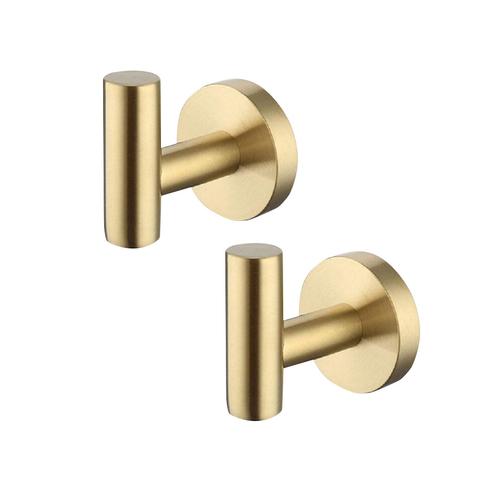 (Golden Two) Towel Hook 304 Stainless Steel Coat Robe Clothes Hook For Bath Kitchen Garage Wall Mounted 6434023378725