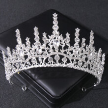 (Silver) Pearl Bridal Crown - Luxury Wedding Headpiece