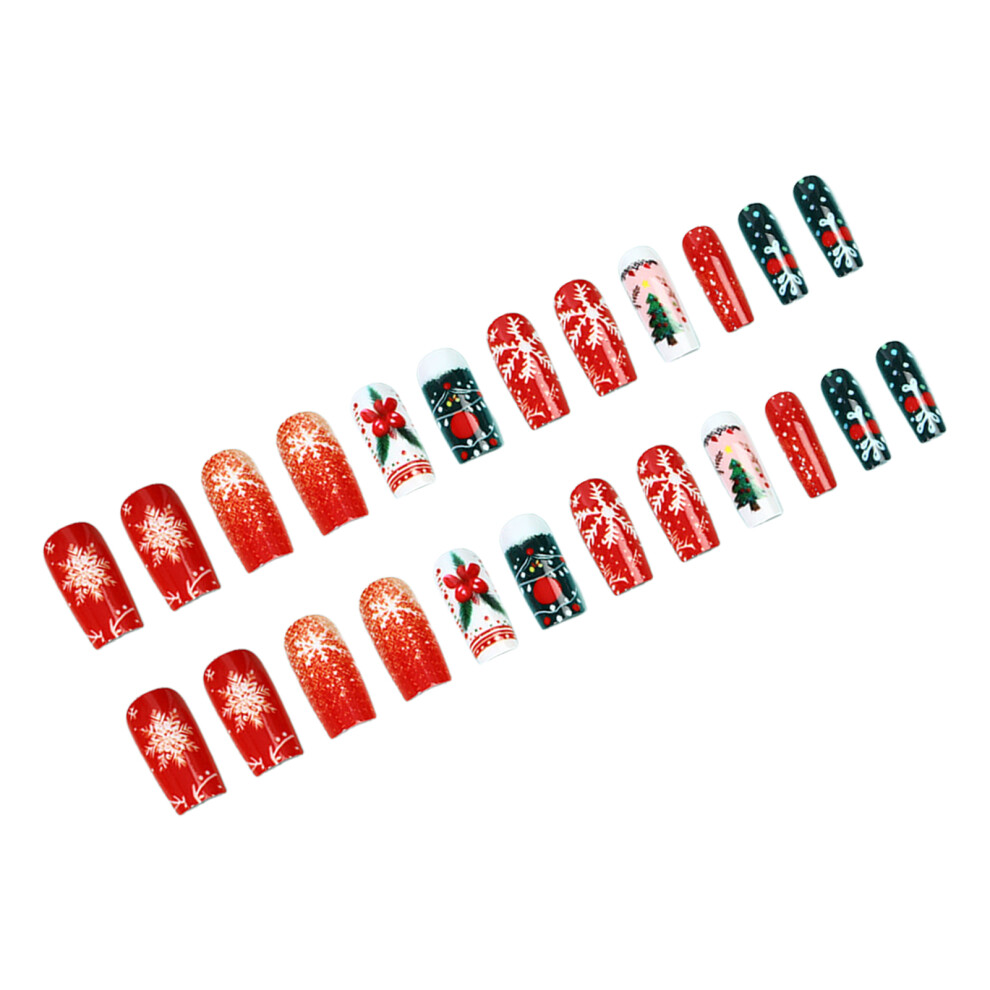 Zhouq-Outdoors 24Pcs Snowflake Christmas Fake Nails - Zero Pressure