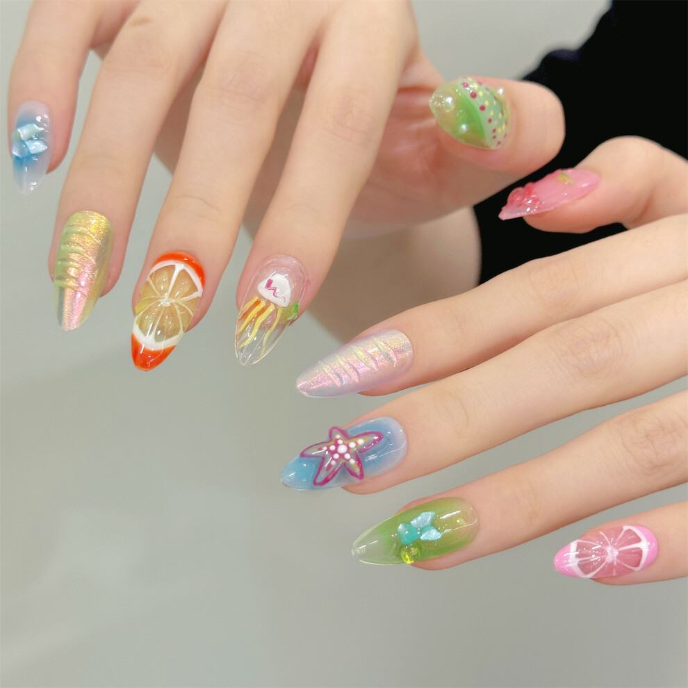 Reach-Tools (L) 10Pcs Starfish-Print False Nails For Party