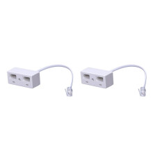 2X RJ11 Plug to Dual UK BT Telephone Socket Convertor