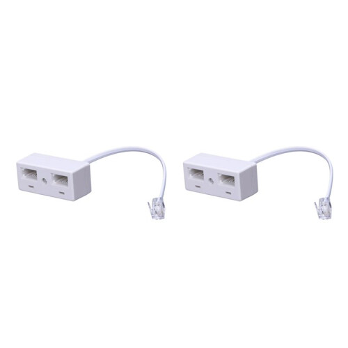 2X RJ11 Plug to Dual UK BT Telephone Socket Convertor 1