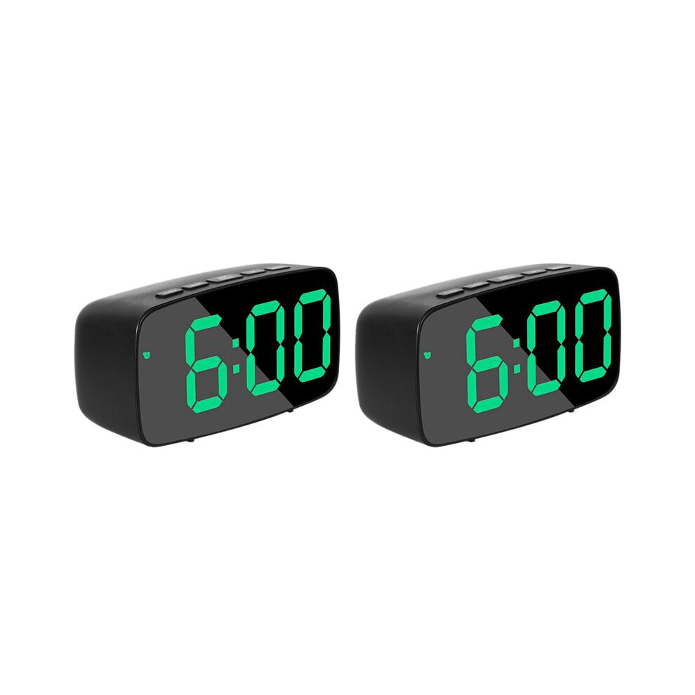2X Digital Alarm Clock Bedside, Led Travel Usb Desk Clock With 12/24H Date Temperature Snooze For Bedroom Green 6031065887965
