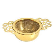 Edelstahl Tee Sieb mit Auffang Schale Traditionelles HäNgendes Aufguss Filter Metall Tee Aufguss Tee Sieb