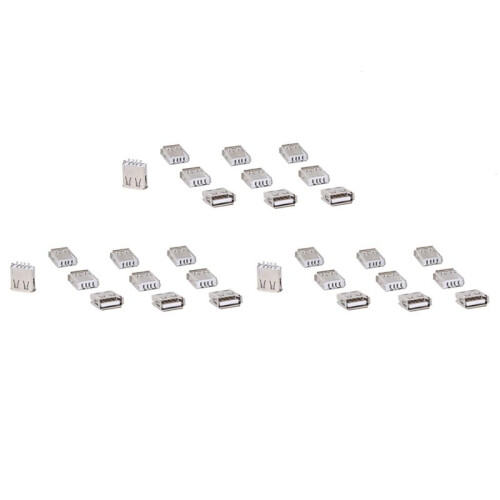 30 Pcs Straight Solder Type USB A Female Plug Jack Connector