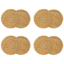 8 Pack Round Water Hyacinth Placemat,Quality Woven Wicker Table Place Mats,38cm
