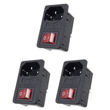 3X Inlet Male Power Socket with Fuse 10A 250V 3 Pin IEC320 C14