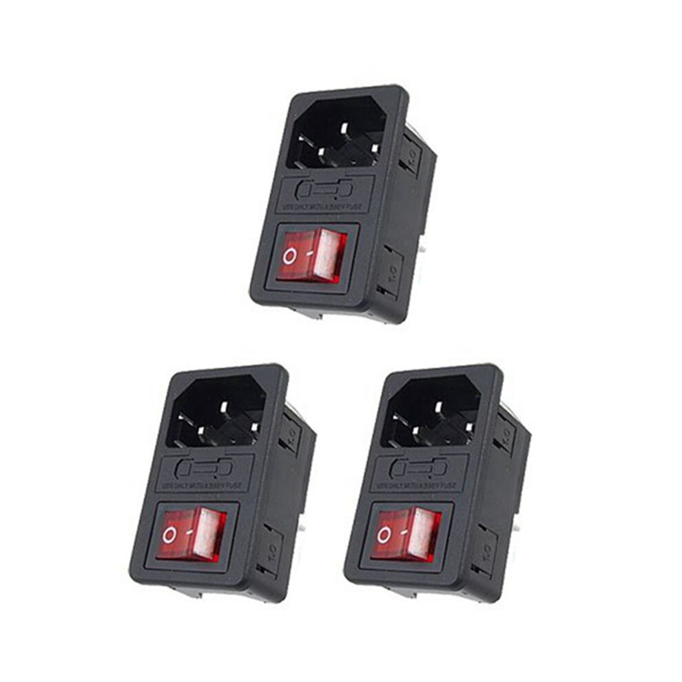 3X Inlet Male Power Socket With Fuse 10A 250V 3 Pin Iec320 C14 6031487733802