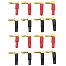 16Pcs 4mm Banana Plug Adaptador de Conector de Cables de Altavoz 24K Tipo de Tornillo Chapado en Oro Cobre Puro ÁNgulo