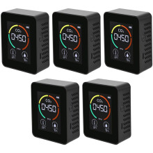5X Air Monitor CO2 Carbon Dioxide Detector Air Quality Temperature Humidity Monitor Quick Measuring Meter for CO2, Black