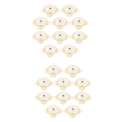 20PCS Ceramic B9A Gold-Plated 9Pin Vacuum Tube Socket Panel Chassis Mount for ECC81 ECC82 ECC83 EL84 6922 Vacuum Tube