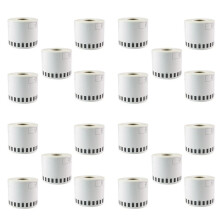 20 Navulrollen Compatibel DK-22205 Label 62Mmx30.48M Continu Compatibel voor Label Printer Wit Papier DK22205