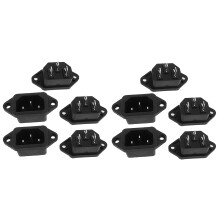 10 Pcs 3P IEC 320 C14 Male Plug Panel Power Inlet Sockets Connectors AC 250V 10A