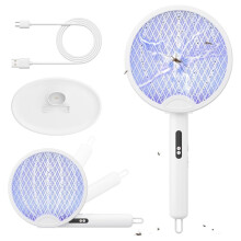 Electric Fly Swatter Foldable Bug Zapper Racket 1800mAh Rechargeable Mosquito for Indoor Home,Backyard,Patio and Camping
