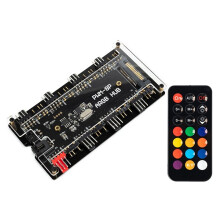 Kontroler LED PWM i ARGB, 8 Portów, Wentylator 12 V, 4 Piny i Bezprzewodowy Adapter Podczerwieni AURA 5 V, 3 Piny, Kontroler ARGB, Koncentrator 2 w 1