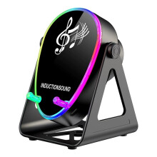 Draagbare Draadloze  5.3-Luidspreker met RGB-Verlichting, 180 Draaibare Telefoonhouder, Surround Sound-Muziekspeler, Zwart